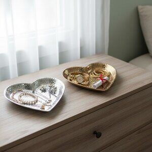 DUO SET HEART-SHAPED TRAY GOLD and SILVER
